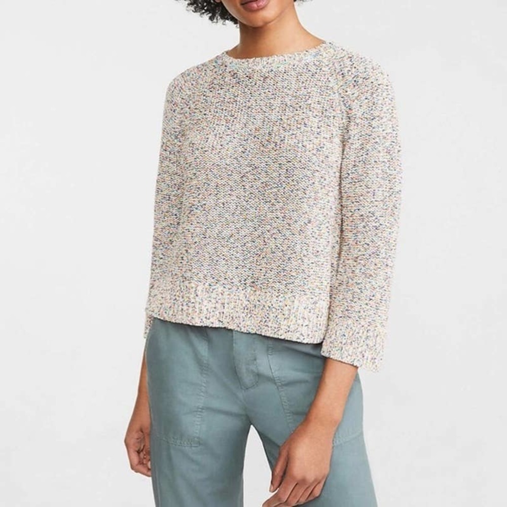 Lou & Grey for Loft 3/4 Sleeve Cropped Confetti Sweater XS